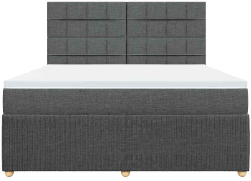 vidaXL Κρεβάτι Boxspring με Στρώμα Σκούρο Γκρι 180x200 εκ Υφασμάτιν