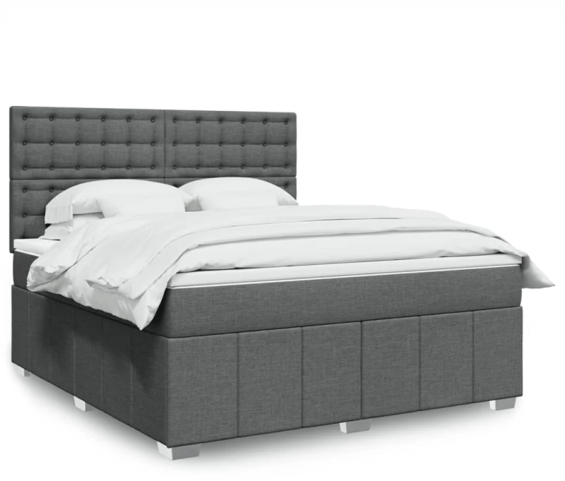 vidaXL Κρεβάτι Boxspring με Στρώμα Σκούρο Γκρι 180x200 εκ Υφασμάτιν