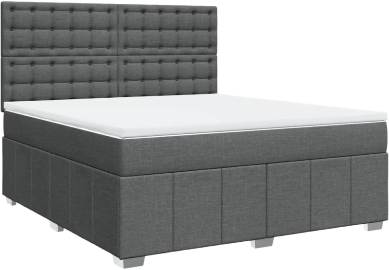 vidaXL Κρεβάτι Boxspring με Στρώμα Σκούρο Γκρι 180x200 εκ Υφασμάτιν