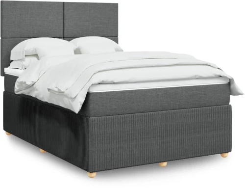 vidaXL Κρεβάτι Boxspring με Στρώμα Σκούρο Γκρι 140x200 εκ Υφασμάτινο