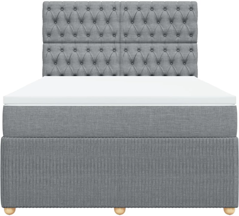 vidaXL Κρεβάτι Boxspring με Στρώμα Ανοιχτό Γκρι 140x200 εκ. Υφασμάτινο