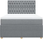 vidaXL Κρεβάτι Boxspring με Στρώμα Ανοιχτό Γκρι 140x200 εκ. Υφασμάτινο