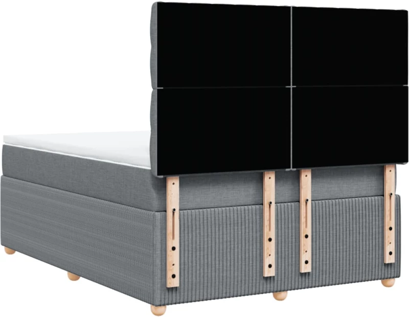 vidaXL Κρεβάτι Boxspring με Στρώμα Ανοιχτό Γκρι 140x200 εκ. Υφασμάτινο
