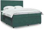 vidaXL Κρεβάτι Boxspring με Στρώμα Σκούρο Πράσινο 200x200εκ. Βελούδινο