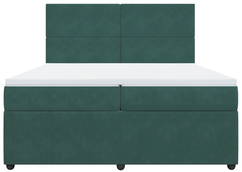 vidaXL Κρεβάτι Boxspring με Στρώμα Σκούρο Πράσινο 200x200εκ. Βελούδινο