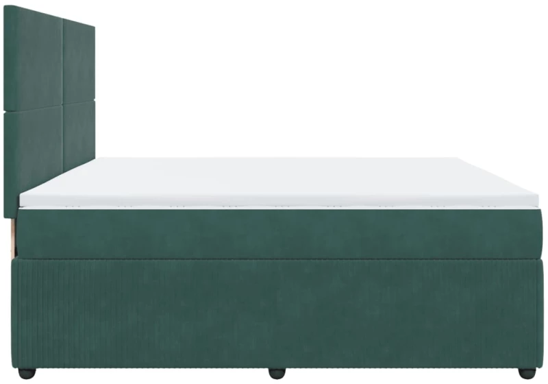 vidaXL Κρεβάτι Boxspring με Στρώμα Σκούρο Πράσινο 200x200εκ. Βελούδινο