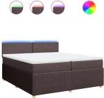 vidaXL Κρεβάτι Boxspring με Στρώμα Σκούρο Καφέ 200x200 εκ. Υφασμάτινο