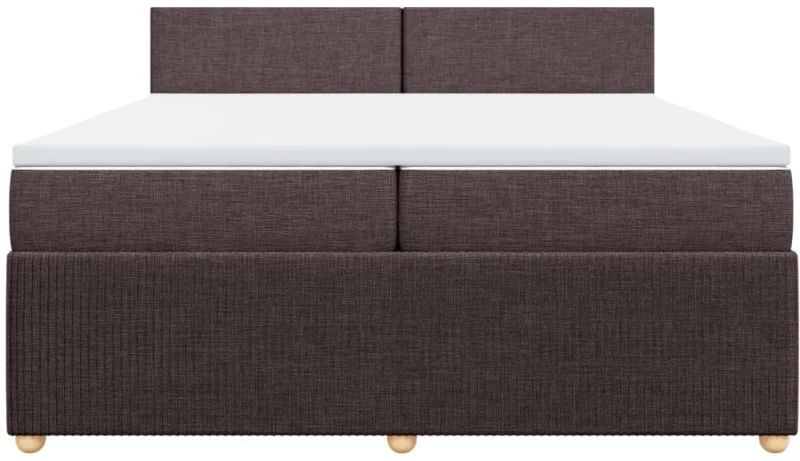 vidaXL Κρεβάτι Boxspring με Στρώμα Σκούρο Καφέ 200x200 εκ. Υφασμάτινο