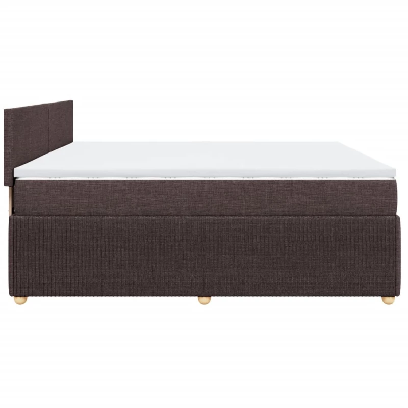 vidaXL Κρεβάτι Boxspring με Στρώμα Σκούρο Καφέ 200x200 εκ. Υφασμάτινο