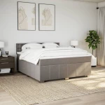 vidaXL Κρεβάτι Boxspring με Στρώμα Taupe 180x200 εκ. Υφασμάτινο