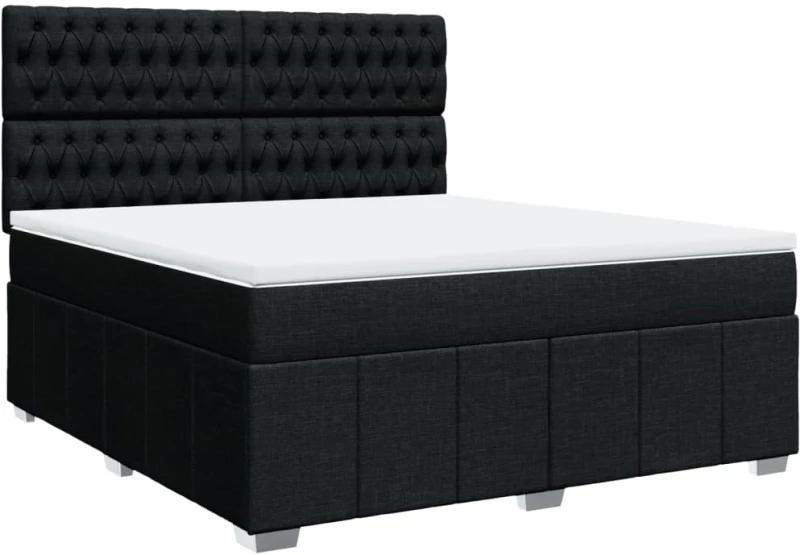 vidaXL Κρεβάτι Boxspring με Στρώμα Μαύρο 180x200 εκ. Υφασμάτινο