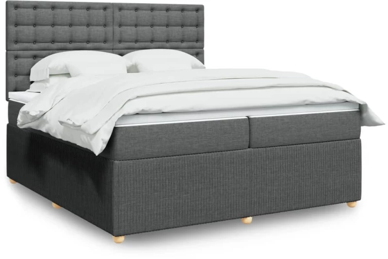 vidaXL Κρεβάτι Boxspring με Στρώμα Σκούρο Γκρι 200x200 εκ. Υφασμάτινο