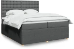 vidaXL Κρεβάτι Boxspring με Στρώμα Σκούρο Γκρι 200x200 εκ. Υφασμάτινο