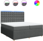 vidaXL Κρεβάτι Boxspring με Στρώμα Σκούρο Γκρι 200x200 εκ. Υφασμάτινο