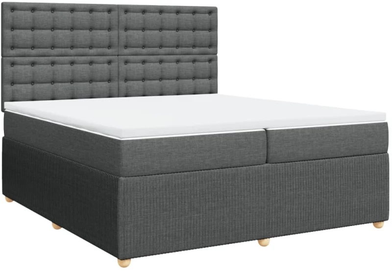 vidaXL Κρεβάτι Boxspring με Στρώμα Σκούρο Γκρι 200x200 εκ. Υφασμάτινο