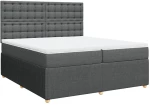 vidaXL Κρεβάτι Boxspring με Στρώμα Σκούρο Γκρι 200x200 εκ. Υφασμάτινο