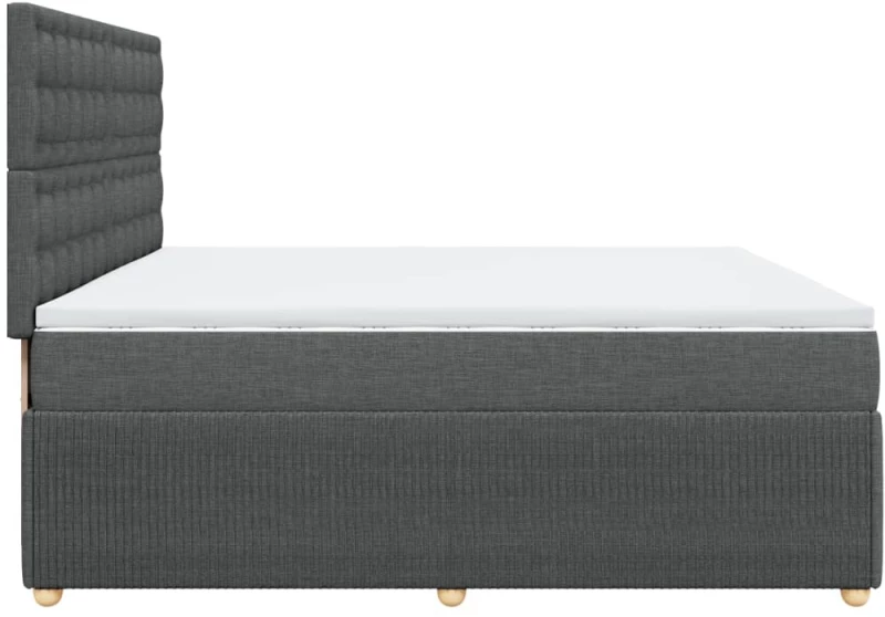 vidaXL Κρεβάτι Boxspring με Στρώμα Σκούρο Γκρι 200x200 εκ. Υφασμάτινο