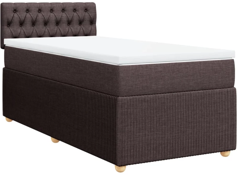 vidaXL Κρεβάτι Boxspring με Στρώμα Σκούρο Καφέ 90x200 εκ. Υφασμάτινο