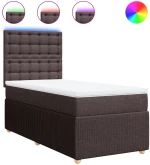 vidaXL Κρεβάτι Boxspring με Στρώμα Σκούρο Καφέ 90x200 εκ. Υφασμάτινο