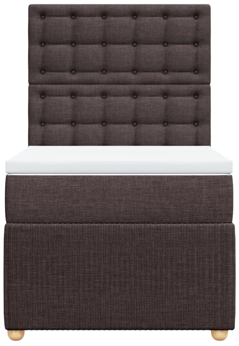 vidaXL Κρεβάτι Boxspring με Στρώμα Σκούρο Καφέ 90x200 εκ. Υφασμάτινο