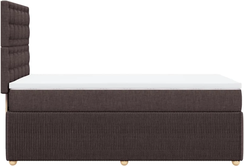vidaXL Κρεβάτι Boxspring με Στρώμα Σκούρο Καφέ 90x200 εκ. Υφασμάτινο