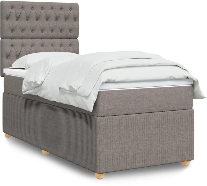 vidaXL Κρεβάτι Boxspring με Στρώμα Taupe 100 x 200 εκ. Υφασμάτινο