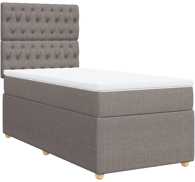 vidaXL Κρεβάτι Boxspring με Στρώμα Taupe 100 x 200 εκ. Υφασμάτινο