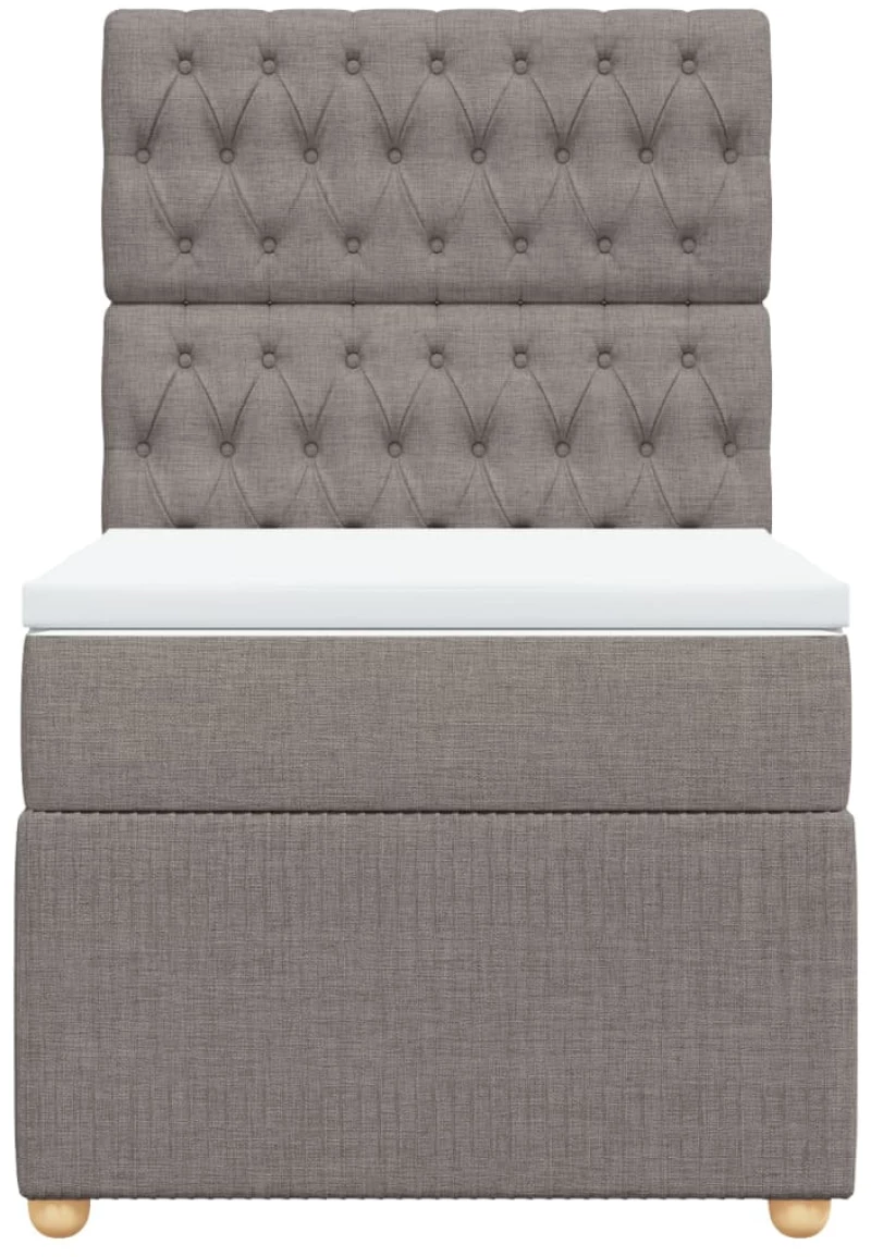 vidaXL Κρεβάτι Boxspring με Στρώμα Taupe 100 x 200 εκ. Υφασμάτινο