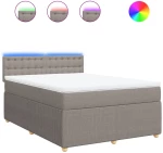 vidaXL Κρεβάτι Boxspring με Στρώμα Taupe 140x190 εκ. Υφασμάτινο