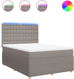 vidaXL Κρεβάτι Boxspring με Στρώμα Taupe 140x190 εκ. Υφασμάτινο