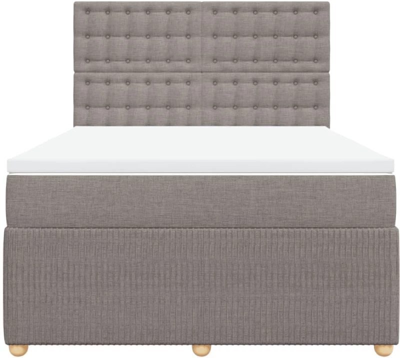 vidaXL Κρεβάτι Boxspring με Στρώμα Taupe 140x190 εκ. Υφασμάτινο