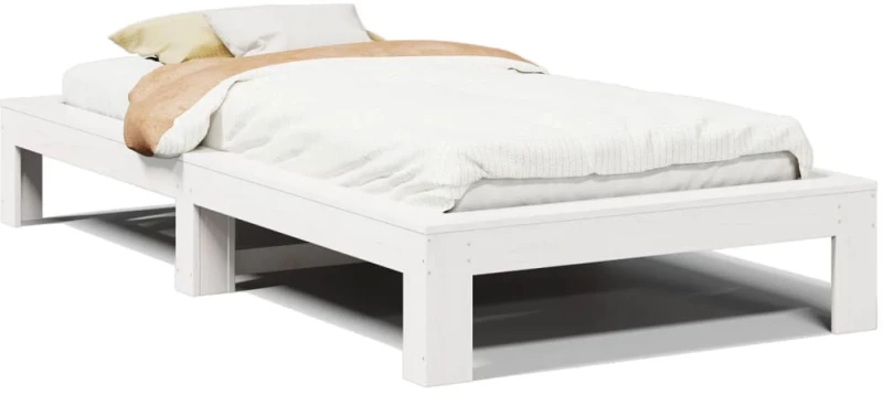 vidaXL Σκελετός Κρεβ. Χωρίς Στρώμα Λευκό 75x190 εκ Μασίφ Πεύκο