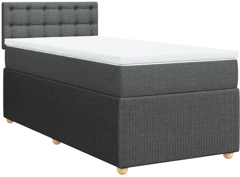 vidaXL Κρεβάτι Boxspring με Στρώμα Σκούρο Γκρι 80x200 εκ. Υφασμάτινο