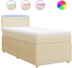 vidaXL Κρεβάτι Boxspring με Στρώμα Κρεμ 80 x 200 εκ. Υφασμάτινο