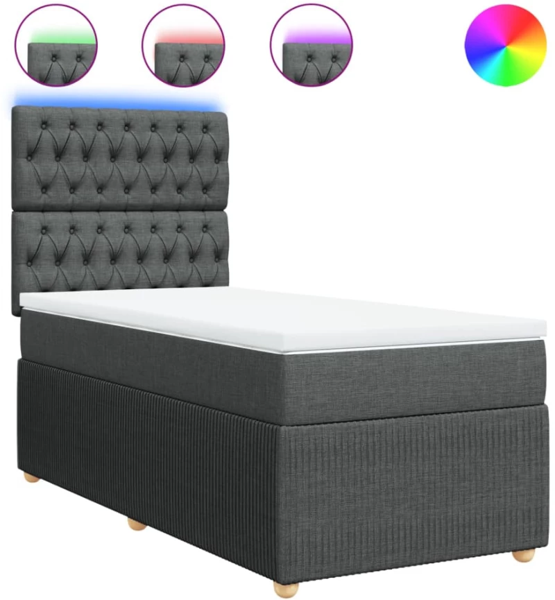 vidaXL Κρεβάτι Boxspring με Στρώμα Σκούρο Γκρι 80x200 εκ. Υφασμάτινο