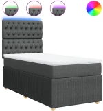 vidaXL Κρεβάτι Boxspring με Στρώμα Σκούρο Γκρι 80x200 εκ. Υφασμάτινο