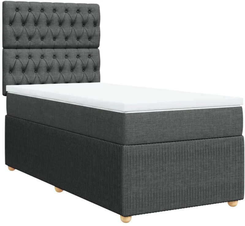vidaXL Κρεβάτι Boxspring με Στρώμα Σκούρο Γκρι 80x200 εκ. Υφασμάτινο