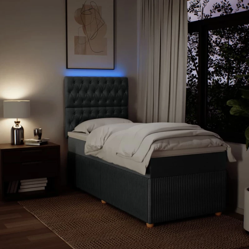 vidaXL Κρεβάτι Boxspring με Στρώμα Σκούρο Γκρι 80x200 εκ. Υφασμάτινο