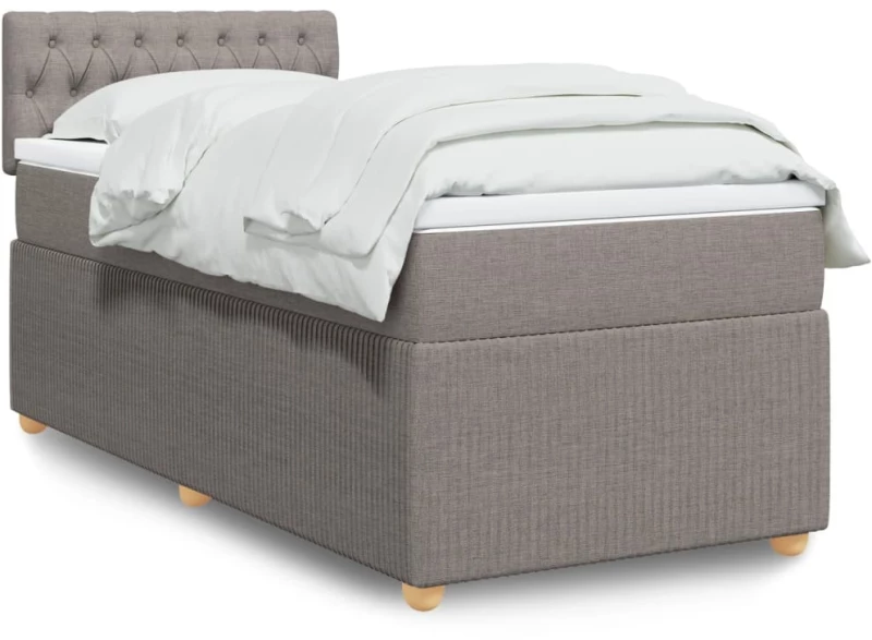 vidaXL Κρεβάτι Boxspring με Στρώμα Taupe 90x190 εκ.Υφασμάτινο