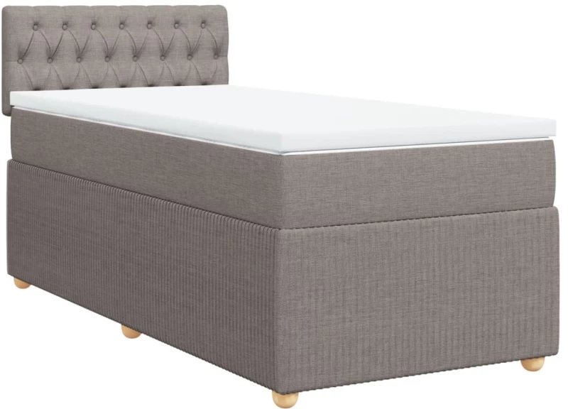 vidaXL Κρεβάτι Boxspring με Στρώμα Taupe 90x190 εκ.Υφασμάτινο