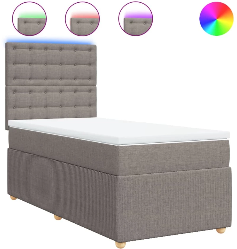 vidaXL Κρεβάτι Boxspring με Στρώμα Taupe 90x190 εκ.Υφασμάτινο
