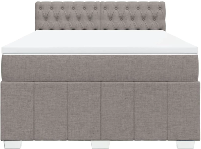 vidaXL Κρεβάτι Boxspring με Στρώμα Taupe 140x190 εκ. Υφασμάτινο