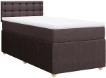 vidaXL Κρεβάτι Boxspring με Στρώμα Σκούρο Καφέ 90x190 εκ. Υφασμάτινο