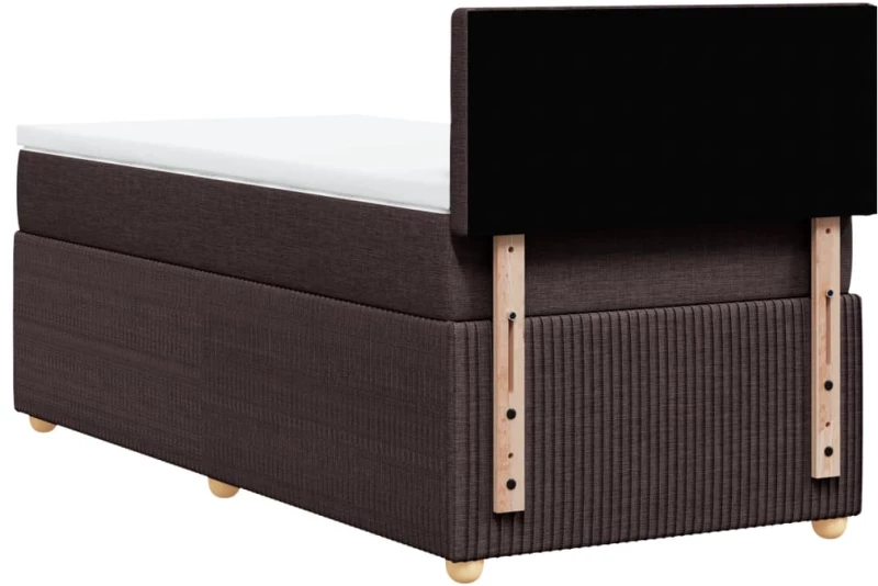 vidaXL Κρεβάτι Boxspring με Στρώμα Σκούρο Καφέ 90x190 εκ. Υφασμάτινο