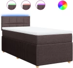 vidaXL Κρεβάτι Boxspring με Στρώμα Σκούρο Καφέ 90x190 εκ. Υφασμάτινο