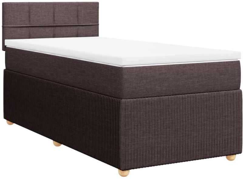 vidaXL Κρεβάτι Boxspring με Στρώμα Σκούρο Καφέ 90x190 εκ. Υφασμάτινο
