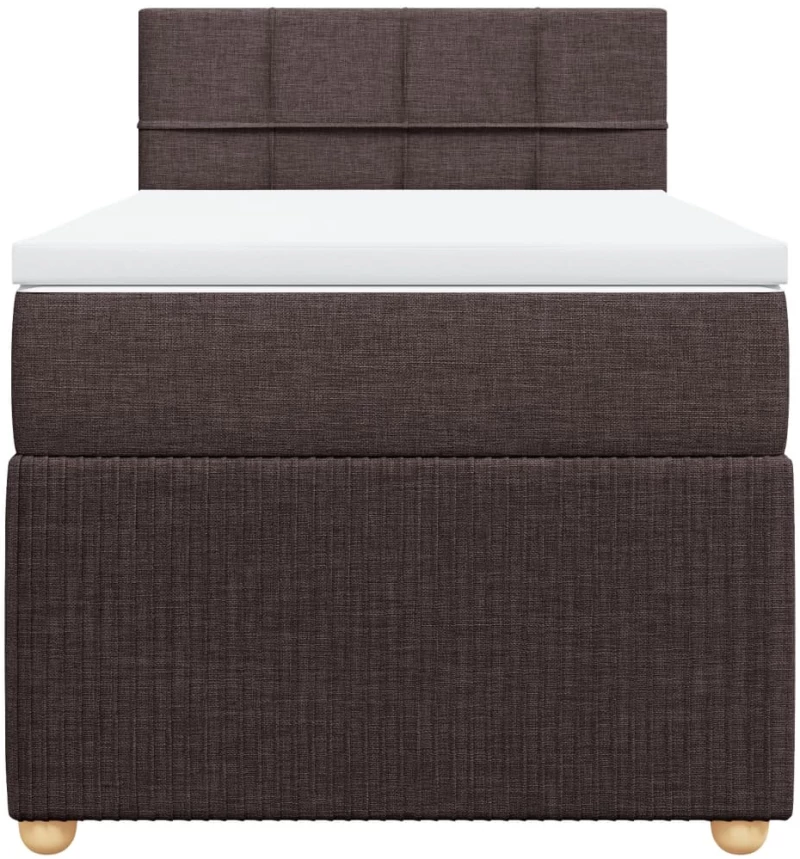 vidaXL Κρεβάτι Boxspring με Στρώμα Σκούρο Καφέ 90x190 εκ. Υφασμάτινο