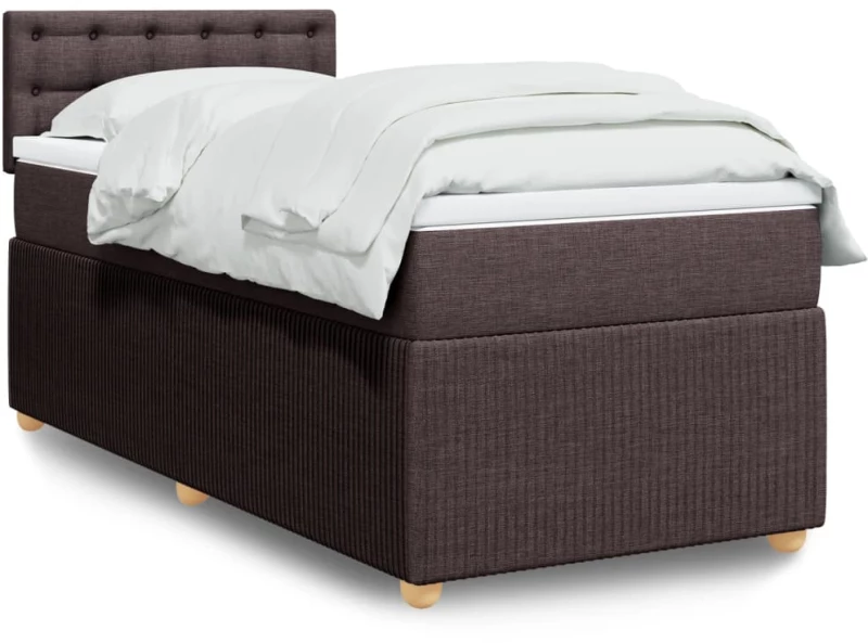 vidaXL Κρεβάτι Boxspring με Στρώμα Σκούρο Καφέ 80x200 εκ. Υφασμάτινο