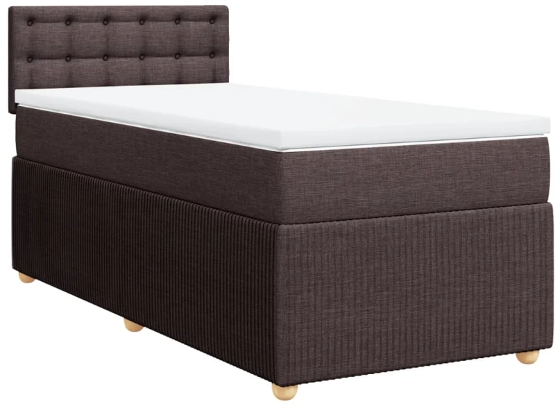 vidaXL Κρεβάτι Boxspring με Στρώμα Σκούρο Καφέ 80x200 εκ. Υφασμάτινο