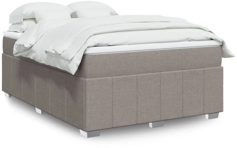 vidaXL Κρεβάτι Boxspring με Στρώμα Taupe 140x190 εκ. Υφασμάτινο